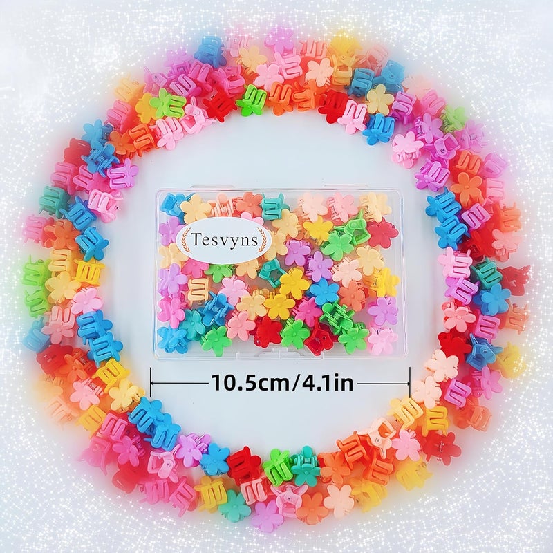 Tesvyns 50Pcs Mini Flower Hair Clip Colorful Mini Hair Claw Baby Hair Clips Toddler Hair Clips Girls Decorative Bun Tiny hair clips, Assorted Colors (Floral) - Image 4